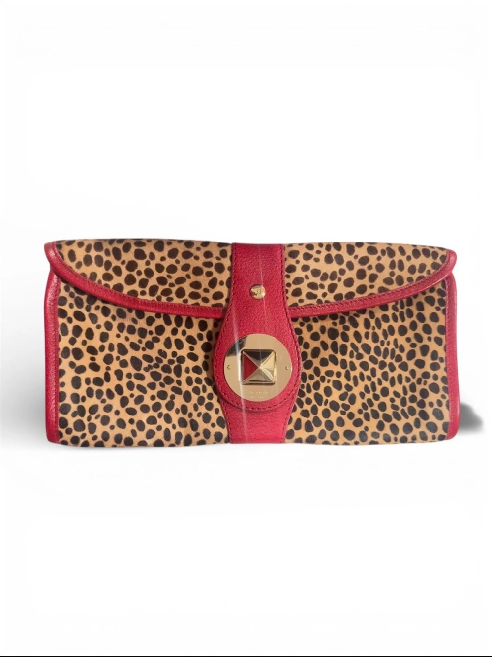 Kate Spade New York pony leather leopard print clutch.